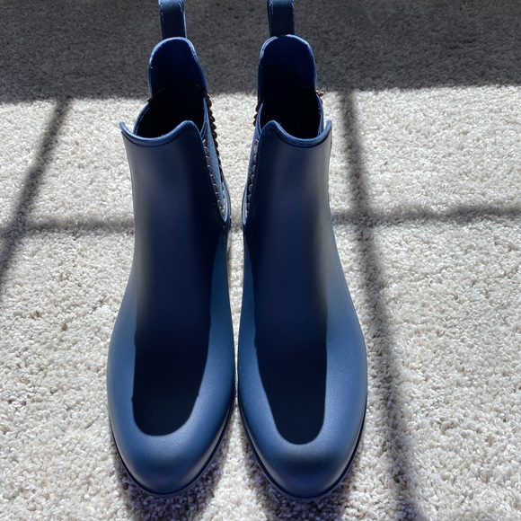 Jack Rogers Rain Boots Navy Blue and Gold - Picture 3 of 5